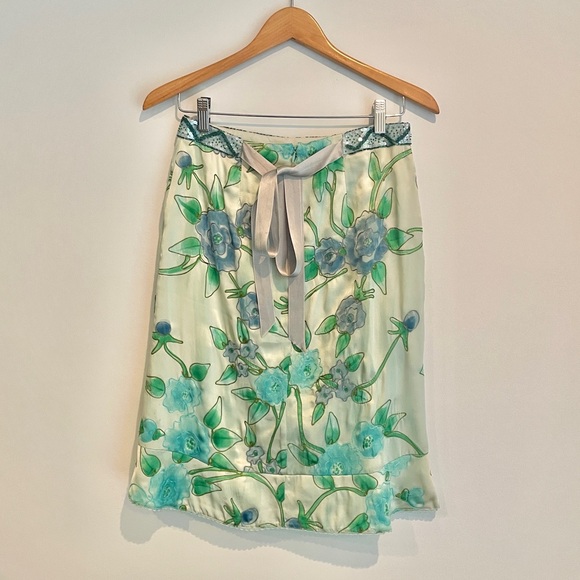 Nanette Lepore Hand Dyed Floral Bead Embroidered Silk Skirt Women’s Size 4 - Picture 2 of 6